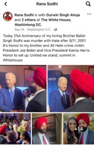 Our friend, Balbir Singh Sodhi Honored at the White House!