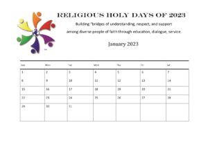 NEW!!  2023 Holy Days Golden Rule Calendar